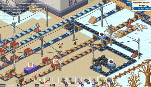 schermata di gioco che mostra una catena di montaggio